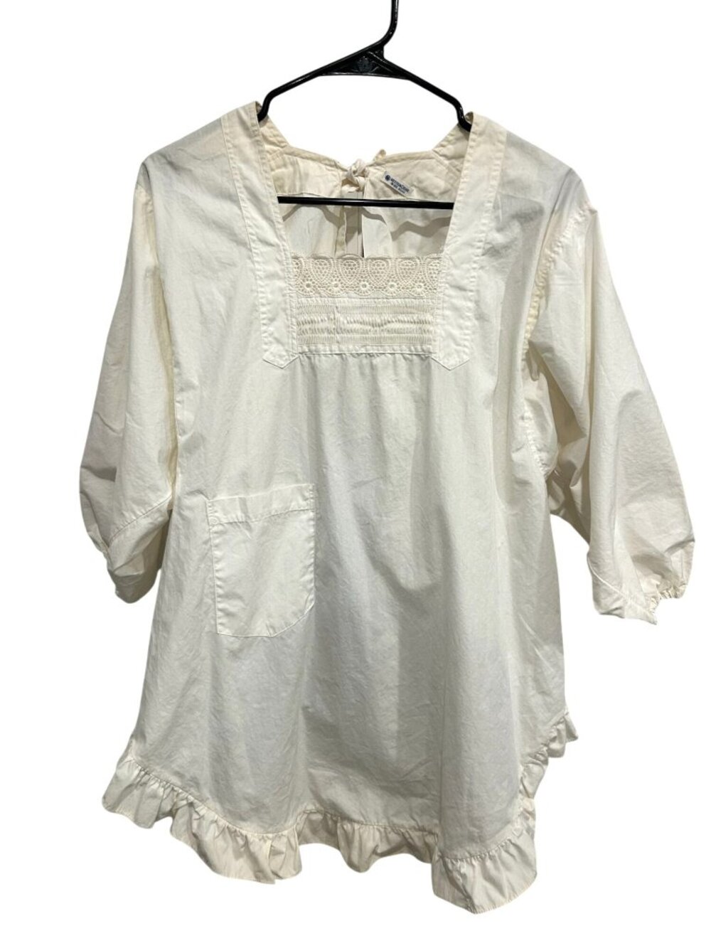 Vintage Mitsukoshi Small Japanese White Kappogi Apron Smock Dress Cottagecore